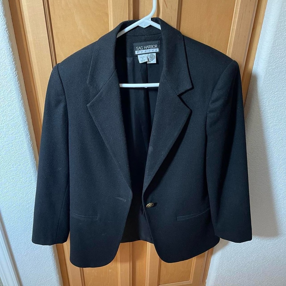 Women’s Vintage Sag Harbour Black Blazer Jacket Size Petite 6